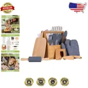 Little Chef 14-Piece Baking Set with Food Grade Tools & Adorable Navy Apron