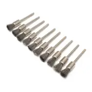 10PCS 1/4" Stainless Steel Wire Brush Set Cleaning Polishing Drill 1/8" Shank