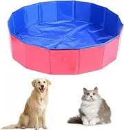 Foldable Dog Pool, Dog Bath, Ball Pit for Dogs, 60 x 20 cm Paddling Pool Shower, Dog Pool for Small Dogs, Swimming Pool with Drain Valve, Dog Swimming Pool for Large and Small Dogs