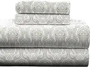 Pointehaven Heavy Weight Printed Flannel Sheet Set, Twin, Paisley