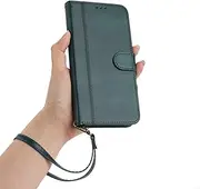 [PONRFEKT] for Samsung Galaxy A70 / A70S Case,Premium PU Flip Leather Wallet with Card Slots,Wristlet,Kickstand Shockproof Magnetic Closure Protective Phone Case Cover,Green