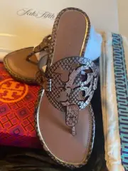 Tory Burch Pink Snake Print Miller Flat Flip Flop, NEW IN BOX, NEVER WORN
