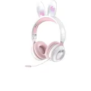 Wireless Glowing Rabbit Ear Hifi Stereo Bluetooth-compatible Headphones with Mic for Girls Kids