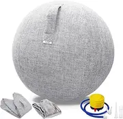 Exercise Ball Chair with Fabric Cover, Pilates Yoga Ball Chair for Home Office Desk, Pregnancy Ball & Balance Ball Seat to Relieve Back Pain, Improve Posture, Birthing Ball for Pregnancy