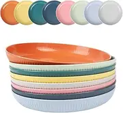Unbreakable Plastic Dinner Plates – 8-Piece Lightweight Reusable Set, 22.7cm Wheat Straw Fiber Plates, Microwave & Dishwasher Safe, Perfect for Camping, Picnics and Everyday Use (8 Colors)