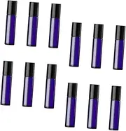 LOLIPPYY 12Pcs Portable Glass Bottles with Stainless Steel Roll Ball for Travel Refillable Essential Oil and Perfume Dispensing for Liquid Storage