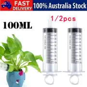 1/2pcs Big Large Plastic Hydroponics Nutrient Measuring Syringe Reusable 100ML