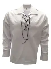 NEW Men's Scottish Kilt Ghillie Shirt White