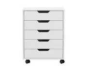 White 5 Drawer Filing Cabinet Mobile Rolling Storage Cabinet Chest of Drawers Stand