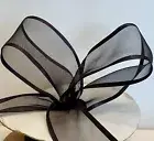 Offray Arabesque Wired Ribbon Sheer Satin Edge Black W 1-1/2 Inches 5 Yds