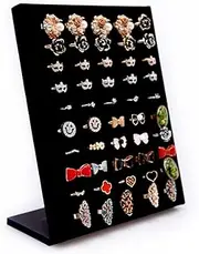 Homeanda Velvet L-Shaped 50 Slots Ring Earring Jewelry Display Tray Organizer Holder (Black)
