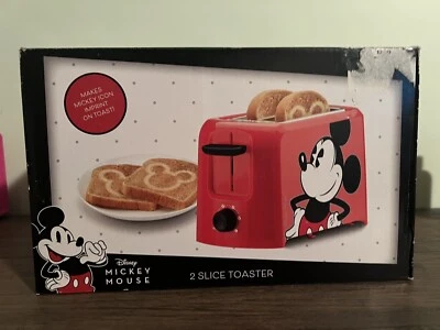 NEW Disney Mickey Mouse 2 Slice Toaster; Imprints Mickey Ears On Toast