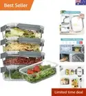 5 Pack 35oz Glass Food Storage Containers with Lids, Meal Prep Containers, Ai...