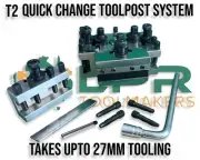 Quick Change Tool Post System T2 5pc suit Lathes 1000mm B/C takes 25mm/1" Tools