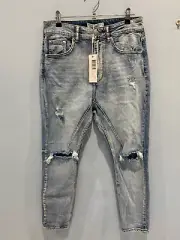 New DECJUBA D-Luxe (Distressed) Boyfriend Jeans , Size 8, Misty Blue Colour
