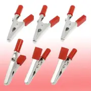 6 Pcs Red Plastic Coated Insulated Crocodile Alligator Clips 2.2"