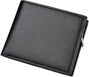 [Generic] Leather Wallet Men Short Wallet Vintage Cow Leather Casual Man Wallet Purse Standard Wallets (Black)