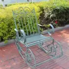 Iron Scroll Patio Rocker Garden Rocking Chair Backyard Furniture Country Style
