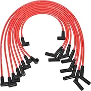 RLP Silicone Spark Plug Wires Set 8.0mm Red Replacement for SBF Small Block Ford Valve Cover Wires 221 255 260 289 302 351W Fits HEI Distributor Caps with Coil Wire