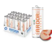 ARDOR ENERGY Sparkling Water White Peach 12 Pack with 100Mg Organic Caffeine fro