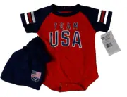 Team USA Olympics Outerstuff Infant Creeper with Hat and Booties