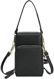 [SKUZA] Wallet,Card Bag,Women Casual Stylish Large-Capacity Diagonal Package Cell Phone Wallet Big Card Holders Wallet Clutch Shoulder Straps Bag (Gray) (Color : Black)