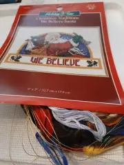 needlepoint canvas and thread ,and santa clause pattern