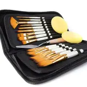 18 Pcs Artist Paint Brush with Carrying Case for Acrylic Oil Watercolor