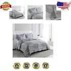 Elegant Grey Patchwork Quilt Set - All-Season Reversible Comfort for Bedrooms