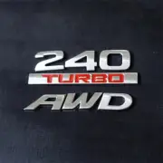 1 Set 240 TURBO AWD Chrome Red Metal Badge Decal Emblem Sticker Motors 3D Luxury (for: Peugeot)