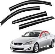 Window Visors Rain Guards for Car Windows with Fit for 2006-2012 Lexus IS250 IS350, Front and Rear Sun/Rain Guards, Smoke Window Deflectors