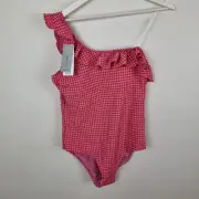 Target Bathers Swimsuit One-Piece Size 14 One-Shoulder Pink Gingham NWT