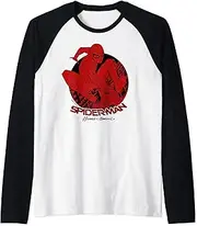 [Marvel] Spider-Man Homecoming Red Hue Circle Portrait Logo Raglan Baseball Tee