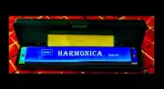 yuemei 24 hole HARMONICA in case+polishing cloth.mouth organ,(not a toy)blue,New
