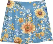 [Caihoyu] Girls Skirts with Shorts Flowy Kids Cheer Skirt with Pockets