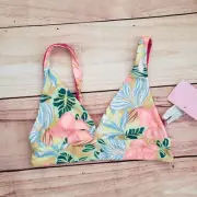 NEW Rip Curl Bikini Top Womens Small Pink Hawaiian Swim Top Tropical Beach