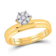 10k Yellow Gold Diamond Bridal Wedding Ring Set 1/6 Cttw