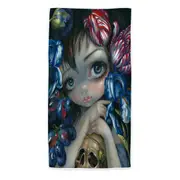 Art Painting Girl with Flower Blossom and Skull Beach Towels Medium Large Extra Large