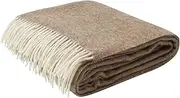 Cozy Blankets | Wool Blanket/Throw | 100% New Zealand Wool | Perfect for Home and Outdoors | Virgin Wool Blanket with Fringes 55"x79"(140 x 200 cm) (Peanut Brown)