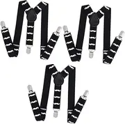 [LIFKOME] 3pcs Beards Pattern Suspenders for Boy Girl Y-shape Elastic Braces with Clip Closure for Boys Girls Black with White Beard