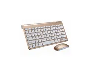 Wireless Compact Portable Mini Keyboard And Mouse Combo Set - Gold