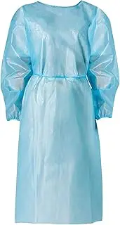 Personal Touch 20 Pack Disposable Isolation Gowns - Blue Level 2 SMS 40gsm Non-Woven Material - PPE Gowns Disposable for Dental, Medical Use, Fluid-Resistant and Latex-Free Gowns, Universal Size