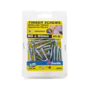 Zenith 8g x 50mm Zinc Plated Hinge Long Thread Timber Screws - 50 Pack