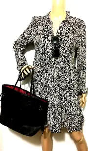 Superdry Scandi shirt dress, Alaskan leopard print, black & pink, sz. 12, **NWT