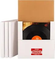 25 Pack Vinyl Record Shipping Boxes 12.8X12.8X1 Inch LP Album Mailers Boxes, Whi