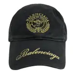 【BALENCIAGA 巴黎世家】電繡徽章LOGO棉質棒球帽(黑/金)