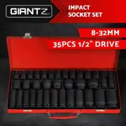 Giantz 35pcs 1/2" Drive Impact Socket Set Metric 8-32mm with Case