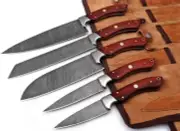 Custom Handmade Damascus Steel Bushcraft 5 Five Pieces Kitchen Chef Set Knife