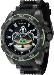 Invicta Star Wars Baby Yoda Grogu Men's 52mm Chrono Watch Black
