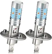 Ruiandsion H1 LED Fog Light Bulbs 1:1 Mini Size 600LM Amber Yellow 12-24V Non Polarity 2525 LED Chip 6SMD Flash Strobe LED Bulb for Daytime Running Lights or Fog Light (Pack of 2)